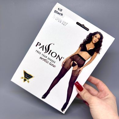 Еротичні колготки Passion TIOPEN 027 black (20 den) з вирізом 1/2 - фото