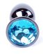 Анальна пробка з кристалом Boss Dark Silver PLUG Light Blue S (2,7 см) (недоліки лакового покриття) - фото товару