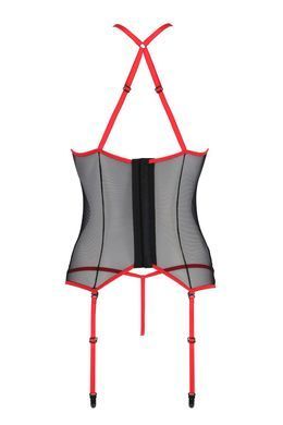 Корсет с подвязками и трусики Passion SATARA CORSET red S/M