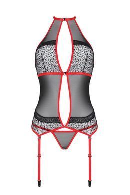 Корсет с подвязками и трусики Passion SATARA CORSET red S/M