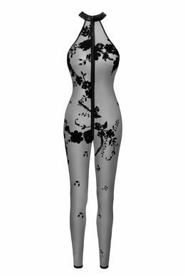 Бодістокінг Noir Handmade F315 Ego flocked mesh halter catsuit S - фото