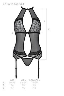 Корсет с подвязками и трусики Passion SATARA CORSET red S/M