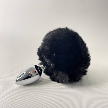Анальна пробка з хвостом кролика Alive Fluffly Plug S Black (2,8 см)