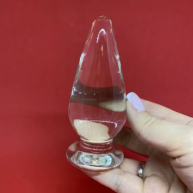 Анальная пробка из стекла каплевидной формы (4,3 см) - фото