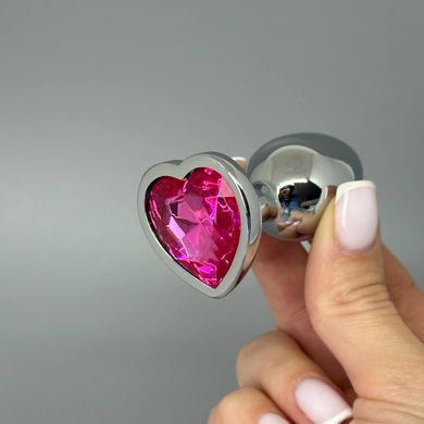 Анальна пробка зі стразом Ouch! Heart Gem S сріблястий/рожевий (2,7 см) - фото
