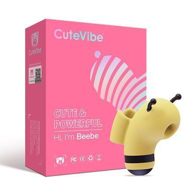 KisToy CuteVibe Beebe - вакуумний стимулятор на палець з мікрострумом бджілка Yellow - фото