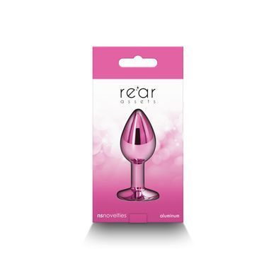 Анальная пробка розовая (3,2 см) NS Novelties Rear Assets Small Pink с розовым кристаллом - фото
