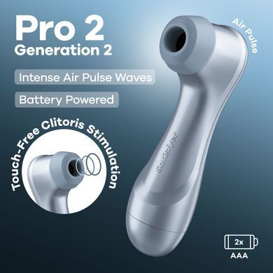 Satisfyer Pro 2 Generation 2 Battery Series Light Blue - вакуумний кліторальний стимулятор блакитний (м'яте паковання) - фото