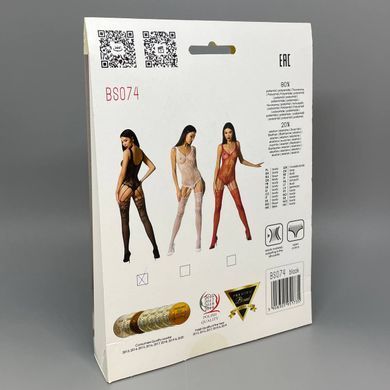 Ажурный бодистокинг с имитацией чулок Passion BS074 черный - фото