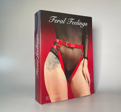 Кожаные гартеры Feral Feelings - Belt Briefs красные