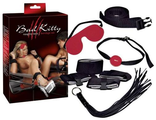 Набір БДСМ Bad Kitty Bondage Set 6 предметів чорний - фото