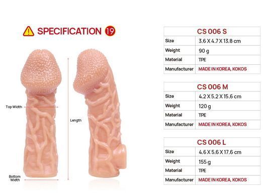 Насадка на пеніс з отвором для мошонки Kokos Cock Sleeve CS 006-L - фото