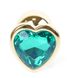 Анальна пробка з кристалом Boss Gold Heart PLUG Green S (2,7 см) (недоліки лакового покриття) - фото товару