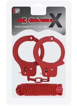 Набір БДСМ Dream toys Bondx Metal Cuffs & love Rope Set Red - фото