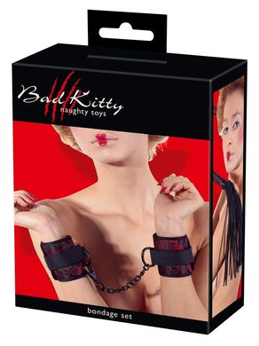 Bad Kitty Bondage Set - набор БДСМ 3 предмета черно-красный - фото
