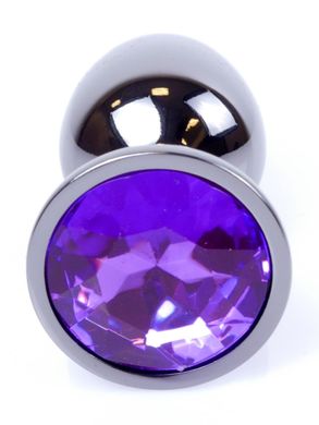 Анальная пробка с кристаллом Boss Dark Silver PLUG Purple S (2,7 см) (недостатки лакового покрытия) - фото