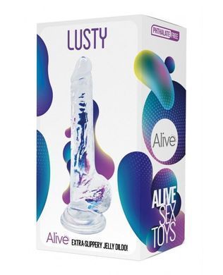 Прозорий фалоімітатор Alive Jelly Dildo Lusty (18 см) - фото
