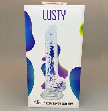 Прозорий фалоімітатор Alive Jelly Dildo Lusty (18 см) - фото
