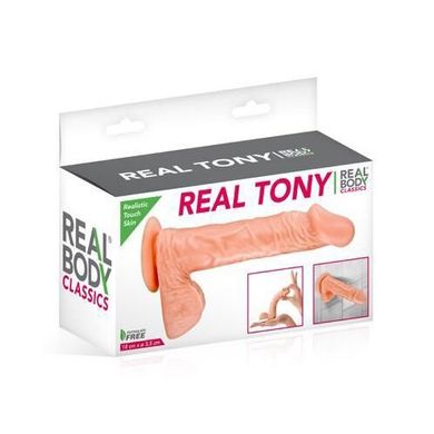Рельєфний фалоімітатор з великою головкою Real Body Real Tony (18 см) - фото