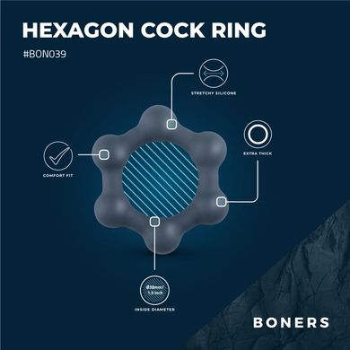 Ерекційне кільце Boners Hexagon Cock Ring - фото