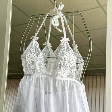 Прозрачная сорочка и трусики Passion JANET CHEMISE white S/M