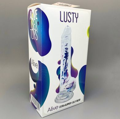 Прозорий фалоімітатор Alive Jelly Dildo Lusty (18 см) - фото