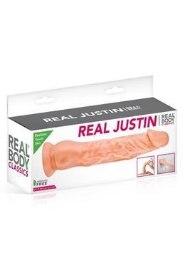 Довгий фалоімітатор Real Body Real Justin Flesh (21,5 см) (м'ята упаковка, товар в цілісності) - фото