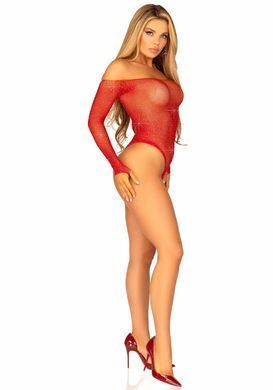 Эротическое боди Leg Avenue Crystalized fishnet bodysuit Red OS
