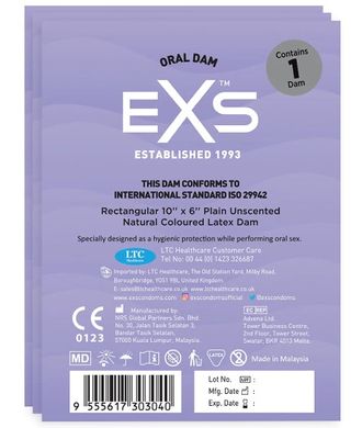 Серветка-презерватив для риммінгу и орального сексу EXS Oral Latex Dam - фото