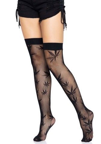Чулки Leg Avenue 420 Net thigh highs Black - фото