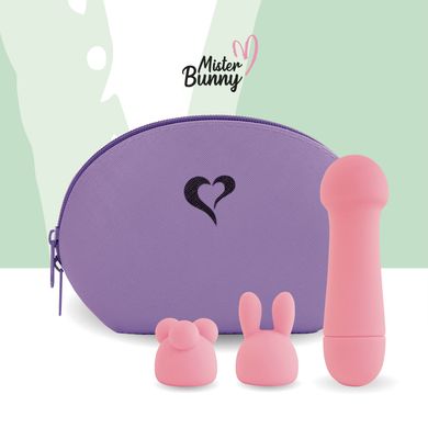 Кліторальний стимулятор з 2 насадками FeelzToys Mister Bunny рожевий - фото