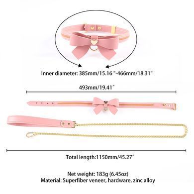 Ошейник с поводком LOCKINK SEVANDA Love Heart Butterfly Leather Collar Set Pink - фото