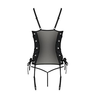 Корсет з люверсами, знімними пажами та трусики Passion Malwia Corset black L/XL
