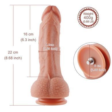 Фалоімітатор для сексмашин Hismith 8.3&Prime; 2-layers Silicone Flesh Dildo, Тілесний