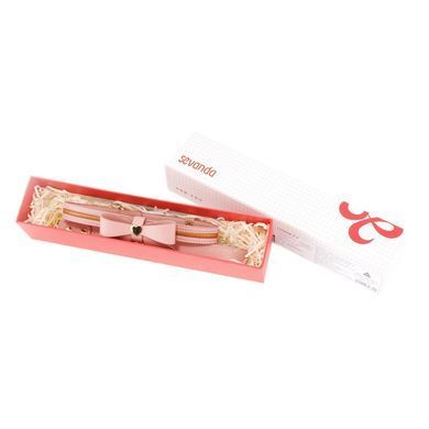 Ошейник с поводком LOCKINK SEVANDA Love Heart Butterfly Leather Collar Set Pink - фото