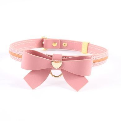 Ошейник с поводком LOCKINK SEVANDA Love Heart Butterfly Leather Collar Set Pink - фото