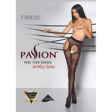 Еротичні колготки TIOPEN 002 nero (20 den) - Passion, імітація панчох і пояса 1/2 - фото