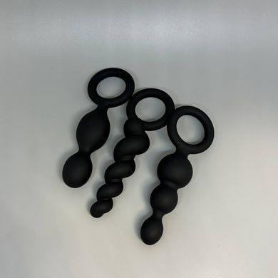 Satisfyer Plugs - набір анальних іграшок чорний (пом'ята упаковка) - фото