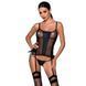Корсет з люверсами, знімними пажами та трусики Passion Malwia Corset black L/XL