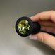 Силиконовая анальная пробка - черная с салатовым кристаллом (2,8 см) - фото товара