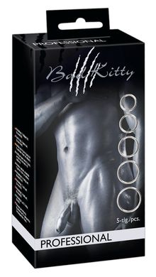 Набор эрекционных колец Bad Kitty Professional Metal Cock Ring Set 5шт - фото
