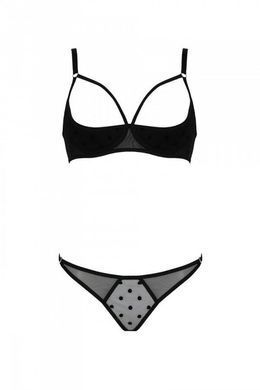 Комплект білизни Passion MARINA SET WITH OPEN BRA black S/M - фото