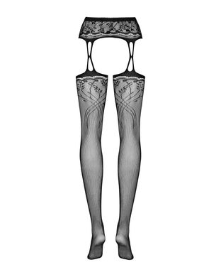Эротические колготки-бодистокинг Obsessive Garter stockings S206 black S/M/L, имитация чулок и пояса - фото