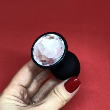Dorcel Geisha Plug Diamond M - анальна пробка з стразою та зі зміщеним центром ваги (3,2 см) (пом'ята упаковка) - фото