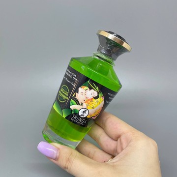 Масло для орального сексу Shunga APHRODISIAC WARMING OIL зі смаком зеленого чаю - 100 мл - фото
