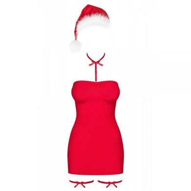 Новорічний еротичний костюм Obsessive Kissmas chemise red S/M