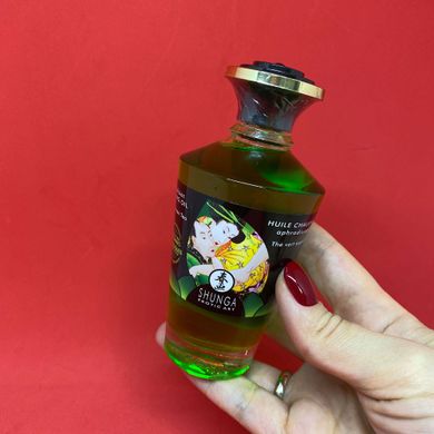 Масло для орального секса Shunga APHRODISIAC WARMING OIL со вкусом зеленого чая - 100 мл - фото