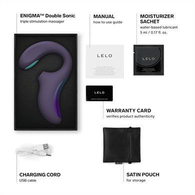 LELO Enigma Double Sonic Cyber Purple - ультразвуковий смарт-вібратор фіолетовий - фото