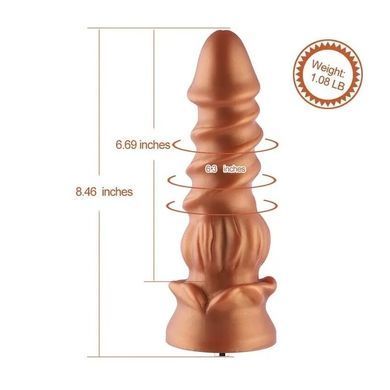 Фаллоимитатор для секс-машин Hismith Spiral Grain Silicone Dildo Monster Series, Телесный