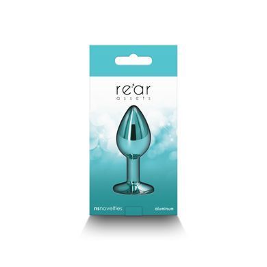 Анальная пробка бирюзовая (3,2 см) NS Novelties Rear Assets Small Teal с бирюзовым кристаллом - фото